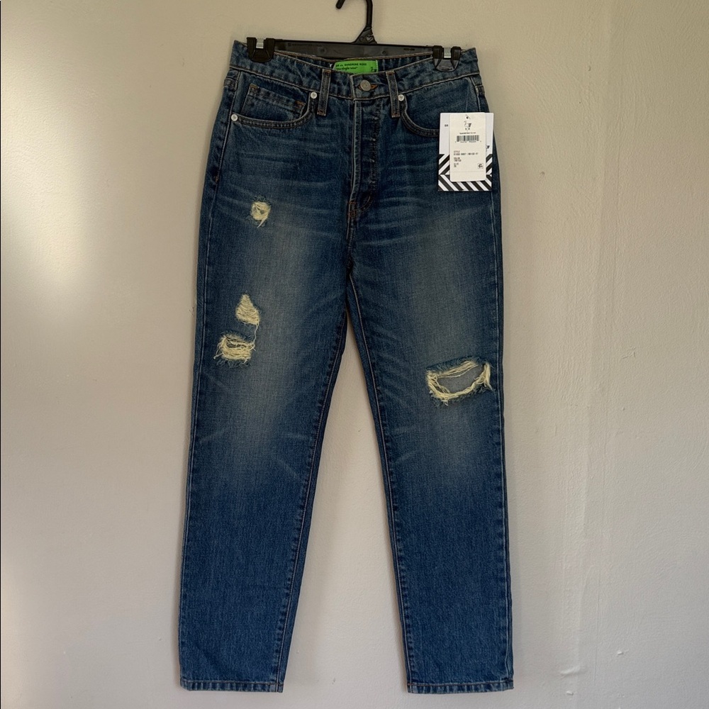 NWT Sandrine Rose Indigo Dark Blue Distressed Jeans 26